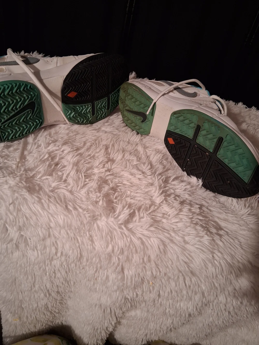 Nike White & Teal Vapor Advantage Athletic Shoes